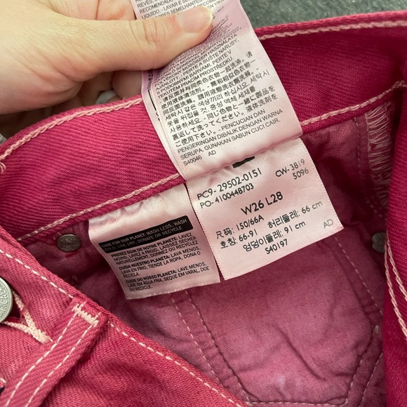 Levis 501 Skinny Jeans Tie Dye Pink Custom New Tags Distressed Button Fly 26x28 - Picture 8 of 8